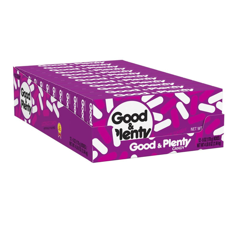 Good & Plenty Licorice Candy, Classic Black Licorice Flavor, 6 oz Theater Box (Pack of 12)