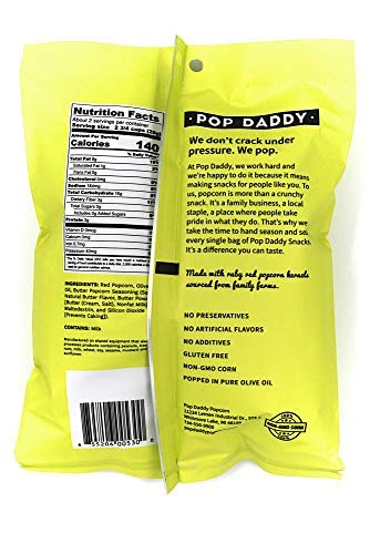 Pop Daddy Butter Popcorn, Classic Movie Theater Taste, Gluten-Free, 2 oz (Pack of 15)
