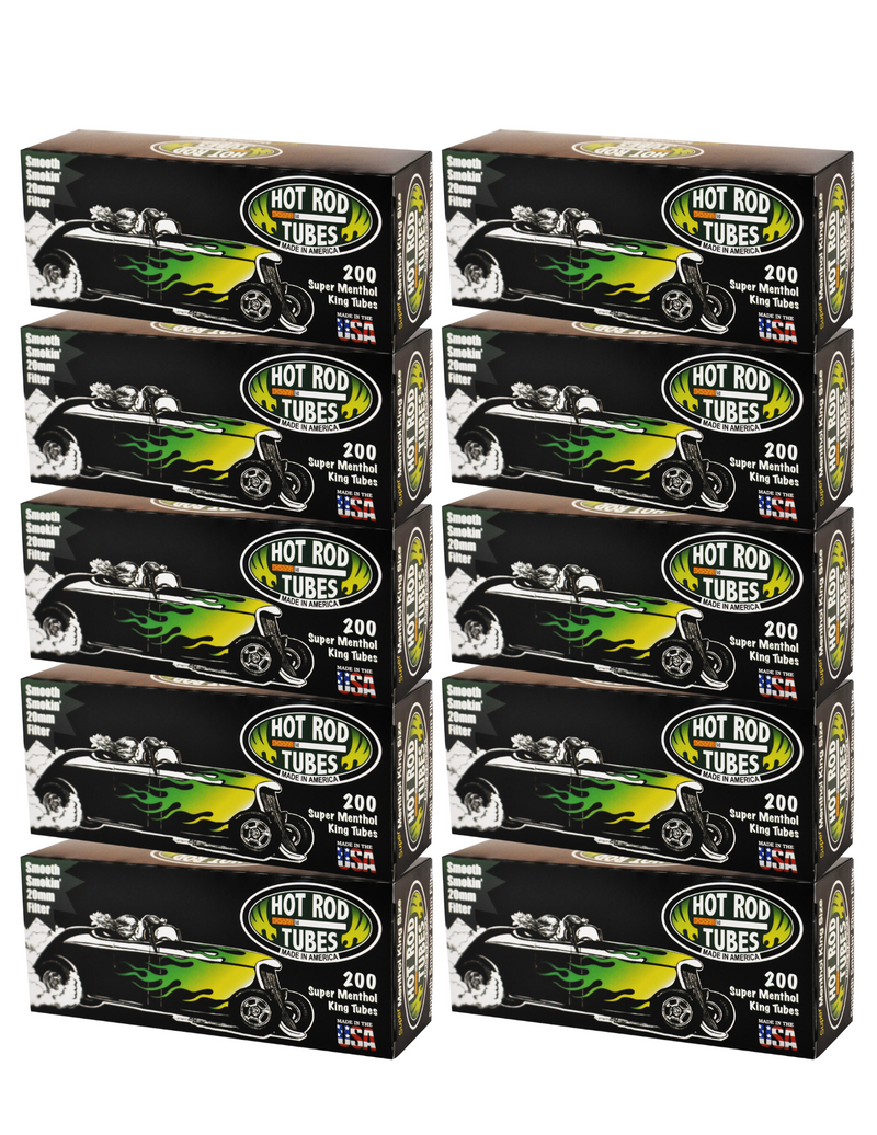 Hot Rod Tube Cigarette Tubes 20mm Filter 200 Count Per Box Super Menthol
