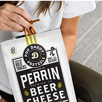 Pop Daddy Flavored Pretzels Sticks | Perrin Beer Cheese Flavor | 3 oz Healthy Gourmet Pretzels Snacks | 15 Pack