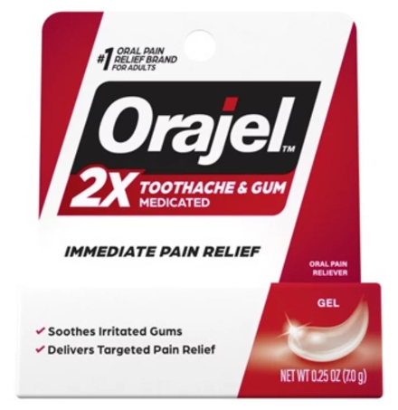 Orajel Instant Pain Relief Gel, 2x Strength, 0.25 oz (Pack of 1)