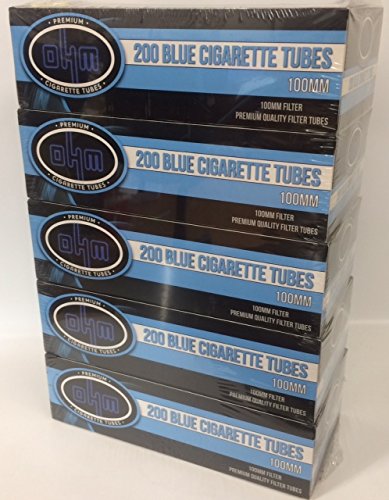 Ohm Blue 100mm Cigarette Tubes 200 Count Per Box