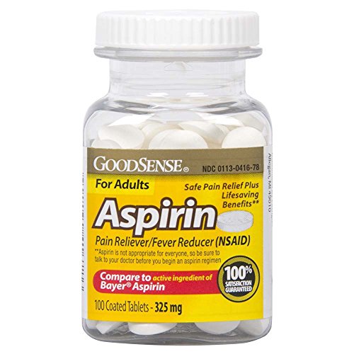 GoodSense Aspirin Pain Reliever & Fever Reducer (NSAID), 325 mg Coated Tablets