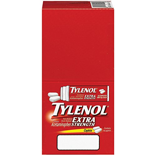 Tylenol Extra Strength Caplets, 10 Caplets per Vial, 12 Vials