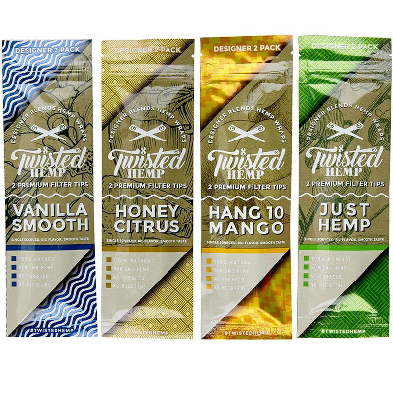 Twisted Hemp Wraps Combo Pack Assorted Flavors 2 Leaf per Pack (15 Count)