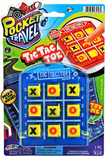 Tic Tac Toe Travel Portable Pocket Board Games (Pack of 1) by JARU. Assortment of Classic Toys Party Favors Toy| Item 