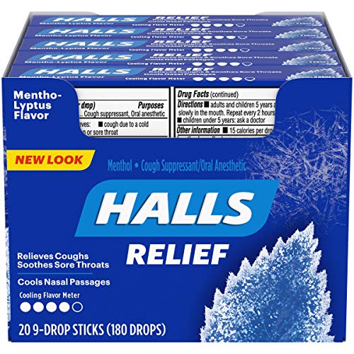 HALLS Relief Mentho-Lyptus Menthol Flavor Cough Drops, 20 Packs