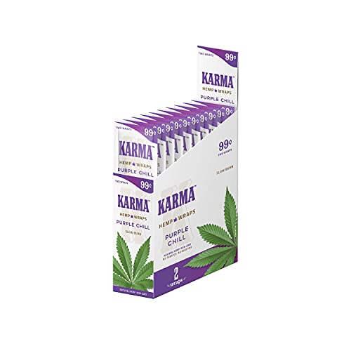Karma Hemp - Natural Hemp Wraps - Non GMO - 2 Wraps Per Pack - 25 Pack Display (Purple Chill)