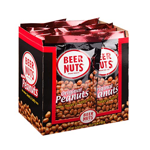 BEER NUTS Original Peanuts - 12-Count 5.5oz Single Serve Bags, Sweet and Salty, Gluten-Free, Kosher, Low Sodium Peanut Snacks