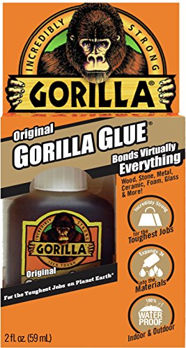 Gorilla Original Waterproof Polyurethane Glue 2 ounce Bottle, Brown