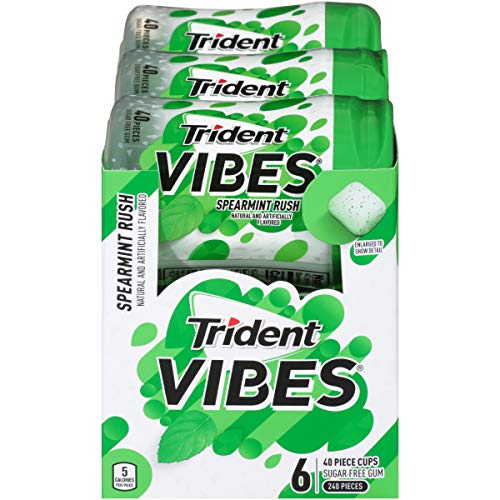 Trident Vibes Spearmint Rush Sugar Free Gum, 6 Bottles of 40 Pieces