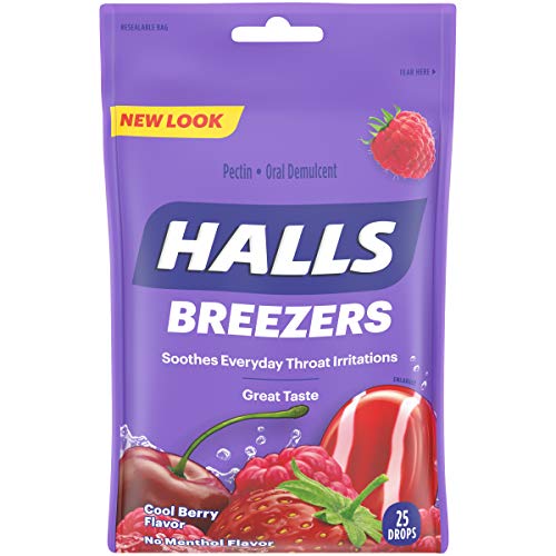 HALLS Breezers Throat Drops Cool Berry 25 Drops Per Bag
