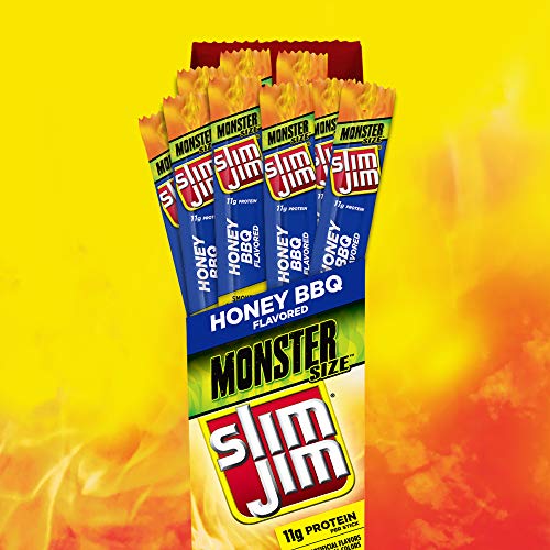 Slim Jim Monster Smoked Meat Sticks, Honey BBQ 1.94 Oz. Sticks, 18 Count