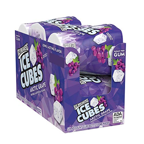 Ice Breakers Ice Cubes Sugar Free Gum with Xylitol, Arctic Grape (Pack of 6)