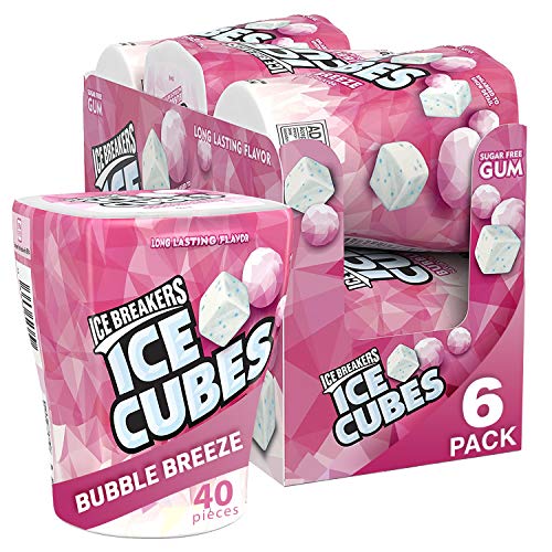 Ice Breakers Ice Cubes Sugar Free Gum Xylitol, Bubble Breeze 40 Count Pack of 6