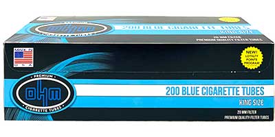 Ohm Blue King Size Cigarette Tubes 200 Count Per Box