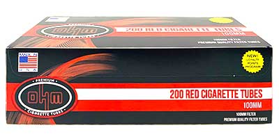 Ohm Red 100mm Cigarette Tubes 200 Count Per Box