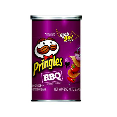Pringles Potato Crisps Chips, BBQ Flavored, Grab and Go, 2.5 oz Can