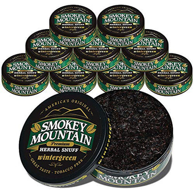Smokey Mountain Herbal Snuff Nicotine-Free and Tobacco-Free (Winter Green) (10-CANS)
