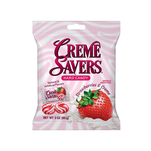 Creme Savers Strawberries and Creme Hard Candy | The Taste of Fresh Strawberries Swirled in Rich Cream | The Original Classic Creme Savers | 3oz Bag