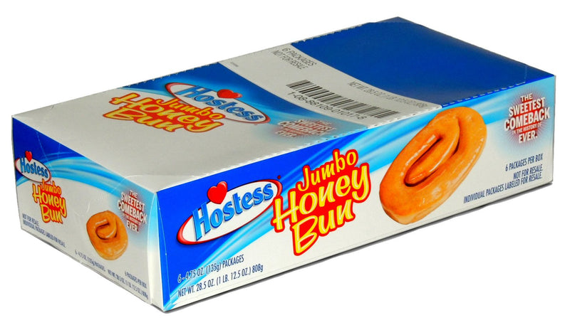 Hostess Jumbo Honey Buns, 6 Pack Individually Wrapped 4.75 oz