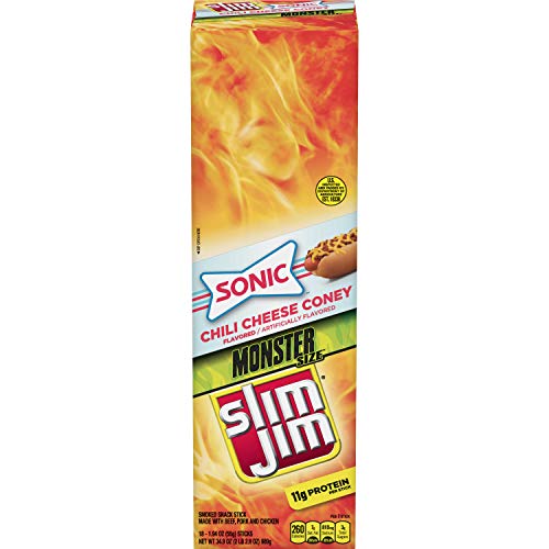 Slim Jim Monster Sonic Chili Cheese Dog Flavor, 1.94 Oz (Pack Of 18)