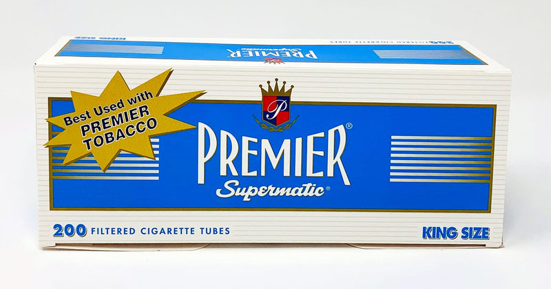 Premier Supermatic King Size Filtered Cigarette Tubes 200 Count Per Box Dark Blue