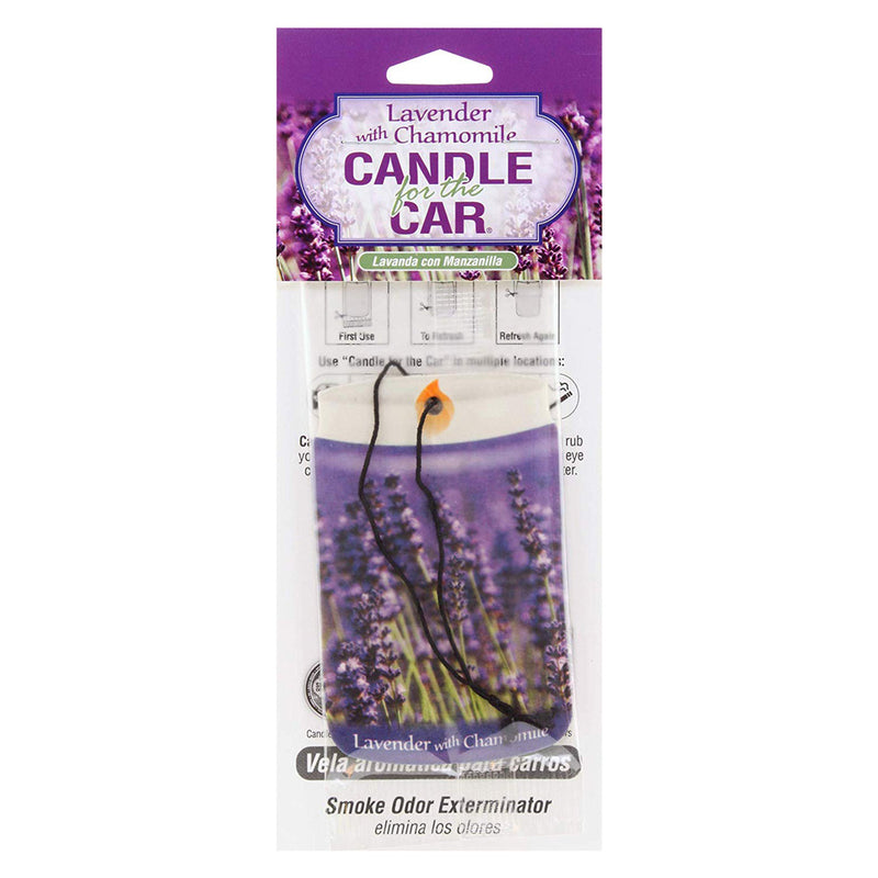 CAR Smoke Odor Exterminator Candle for the Car, Air Freshener Lavender and Chamomile (Pack of 12)