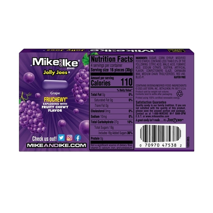 Mike & Ike Jolly Joes Grape Flavored Candy 4.25 oz Theater Boxes 12-Pack Wholesale