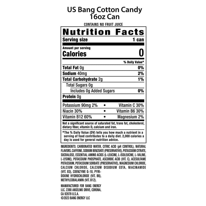 Bang Cotton Candy 16 Fl Oz (12 Count) Wholesale