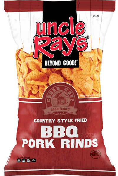 Uncle Ray's BBQ Pork Rinds, 2.29 oz (Pack of 12)