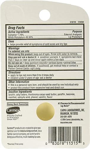 Carmex Tube Original Lip Balm Card . 35 oz