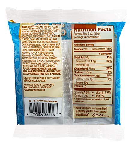 Prairie City Bakery Ooey Gooey Butter Cake, 2 oz Snack Cakes, Individually Wrapped, Pack of 10 (Sea Salt Caramel)