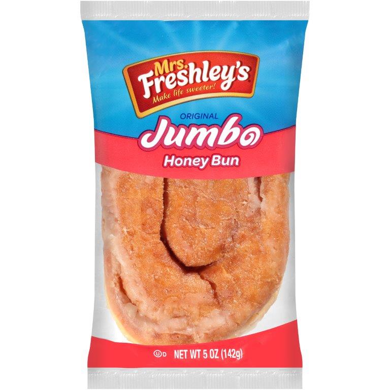 Mrs. Freshley’s Jumbo Honey Bun, Sweet & Soft Pastry, 5 oz, 6 Count