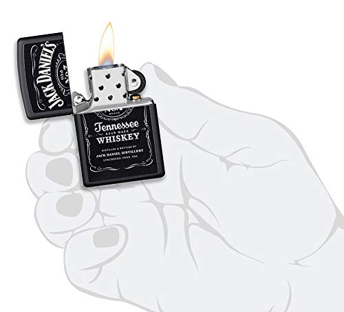 Zippo Jack Daniels Black Matte Texture Lighter - Stylish & Officially Branded