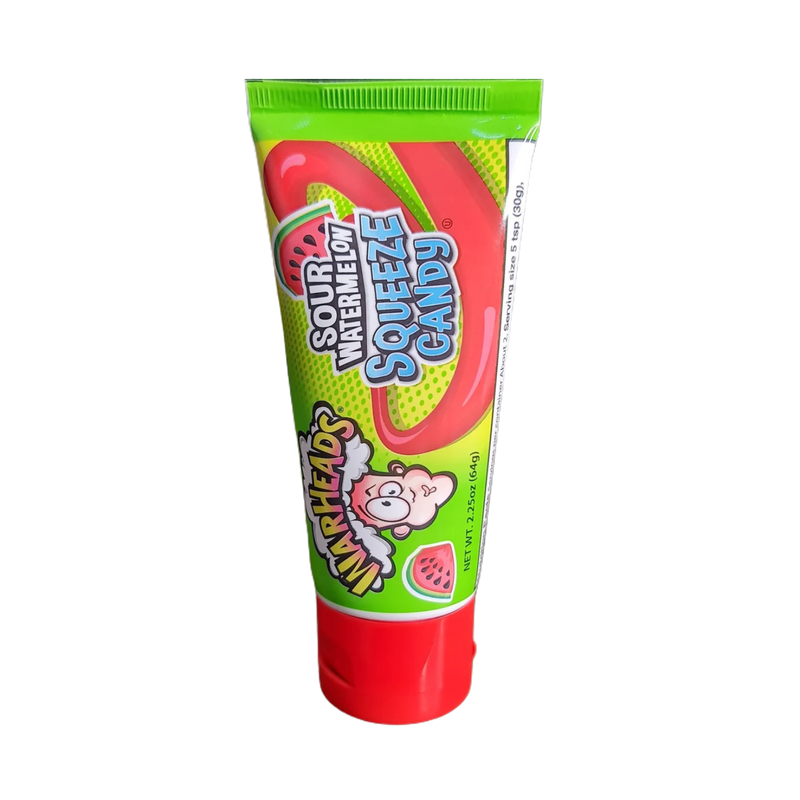 WARHEADS Sour Watermelon Squeeze Candy, Intense Tangy Flavor, 2.25 oz (12-Bottles)