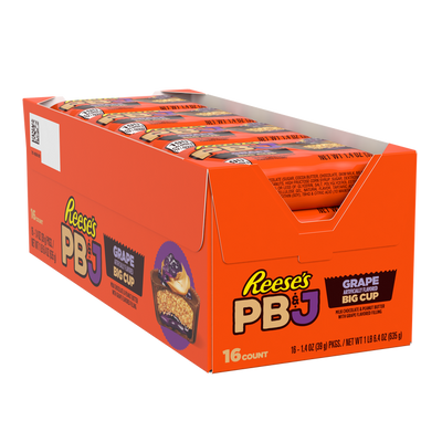 REESE'S Big Cup PB&J Grape Milk Chocolate King Size Peanut Butter Cups Candy Pack, 2.8 oz (16 Count)