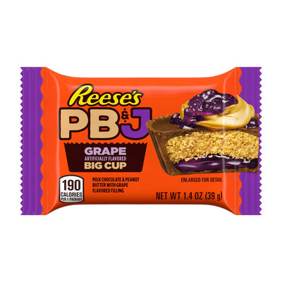 REESE'S Big Cup PB&J Grape Milk Chocolate King Size Peanut Butter Cups Candy Pack, 2.8 oz (16 Count)