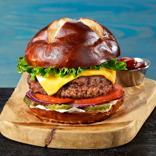 Pretzilla Soft Pretzel Hamburger Buns, 12.8 oz 4 Count ‚Äì Gourmet Sandwich or Burger Rolls, Non GMO Kosher Vegan Burger Bread, Soft Bakery Pretzel Bun (Case of 12 Packs)