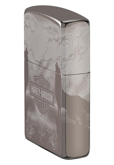 Zippo High-Polish Premium Harley Davidson + Wolves 360 Engraved Lighter