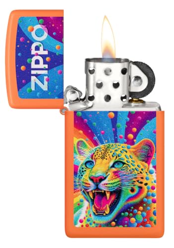 Zippo Leopard Design Slim Orange Matte Pocket Lighter