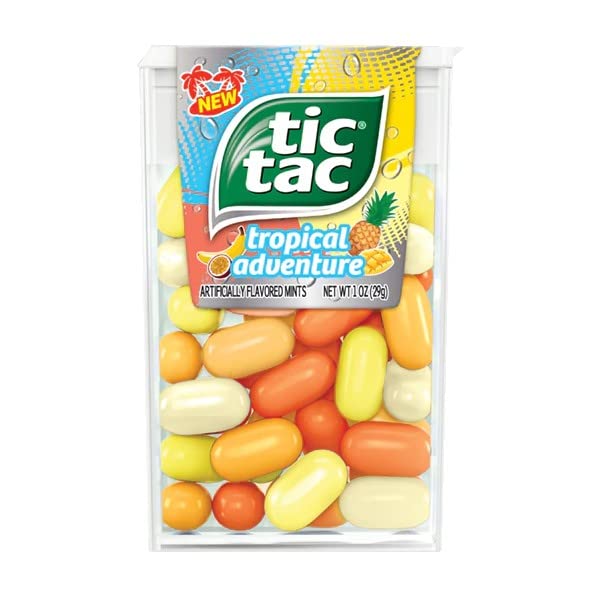 Tic Tac Tropical Adventure Fruit Flavored Mints, Bulk 12 Pack, On-The-Go Refreshment, Stocking Stuffer, 1 Oz Each …