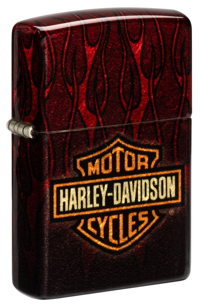 Zippo Coated Brass Red/Black Harley Davidson Logo Lighter