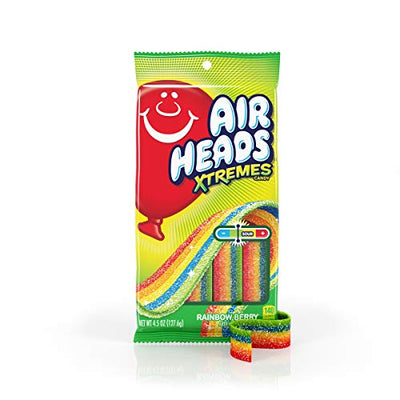 Airheads Candy Xtremes Sour Candy Rainbow Berry 4.5 oz (Bulk Pack of 12)