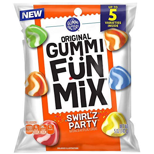 Original Gummi Factory Fun Mix Swirlz - Multi-Flavor Spiral Gummy Candies for Parties & Sharing, 5 oz (Pack of 12)