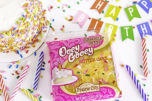 Prairie City Bakery Ooey Gooey Butter Cake, 2 oz Snack Cakes, Individually Wrapped, Pack of 10 (Birthday Cake)