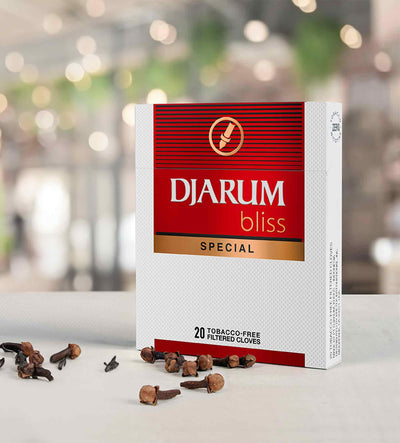 Djarum Special Bliss Tobacco & Nicotine Free Clove Filtered Cigarettes - 10 Boxes of 20 = 200 total - incl. Frugal Smoker Sticker