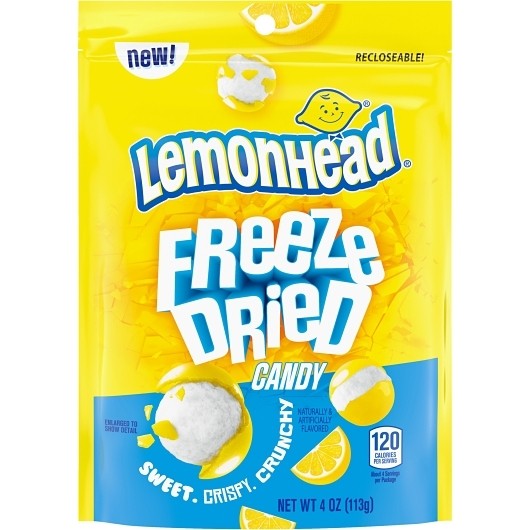 Lemonheads Freeze Dried Candy 4 oz bag — tart, crunchy freeze-dried lemon candy snack