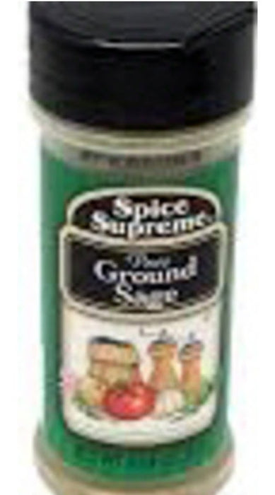 Spice Supreme Pure Ground Sage 1.75 oz shaker with green label on white background