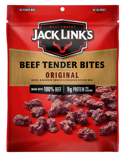 Jack Link's Beef Tender Bites, Original Flavor, Protein-Rich Snack, 3.25 oz Bag